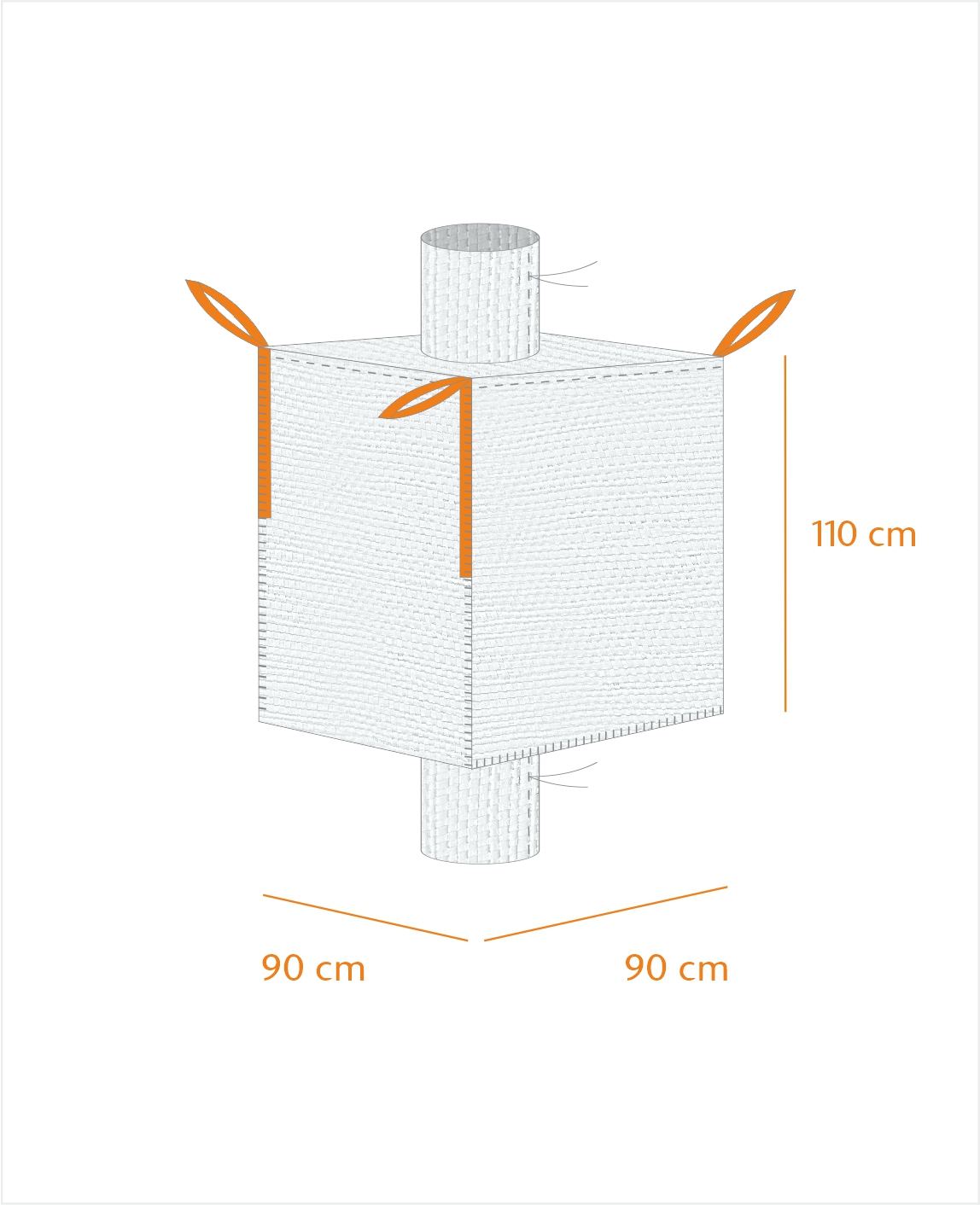 BigBag Spezial-Lösungen 90x90x110cm, staubdicht, mit Ein- & Auslauf